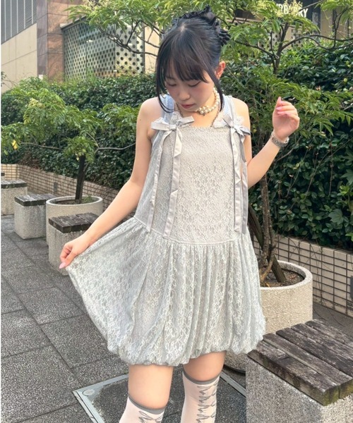 Candy Stripper(キャンディストリッパー)の「LACY BALLON MINI ワンピース(ワンピース・レディース・アイボリー/ブラック/グレー・FREE)」の14枚目の写真