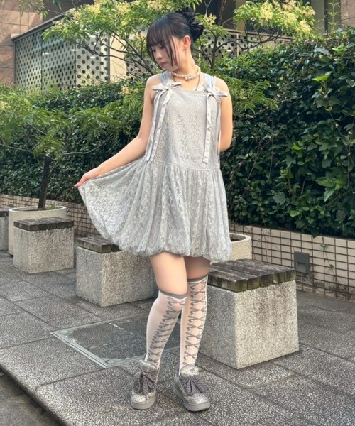 Candy Stripper(キャンディストリッパー)の「LACY BALLON MINI ワンピース(ワンピース・レディース・アイボリー/ブラック/グレー・FREE)」の12枚目の写真