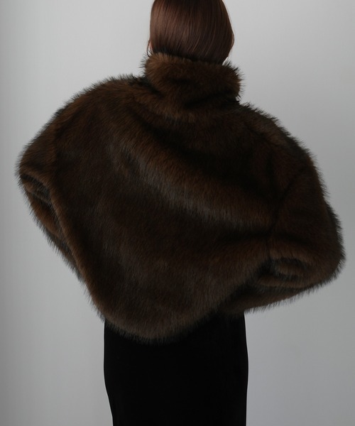 セール】2wayカラーフェイクファーショートコート（ステンカラーコート