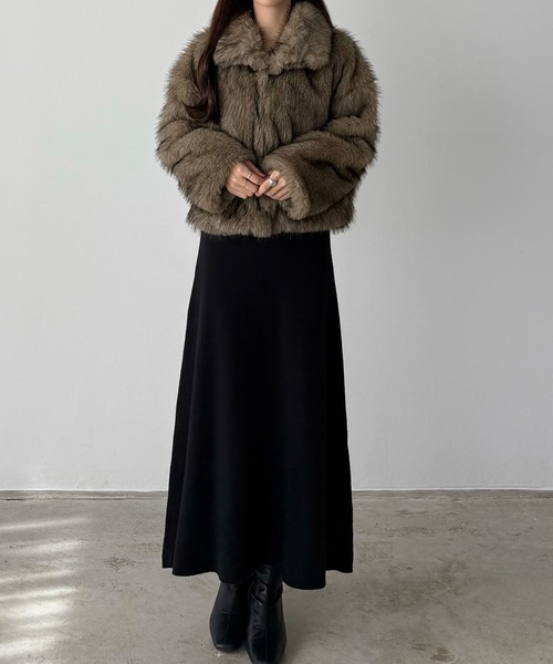 2wayカラーフェイクファーショートコート（ステンカラーコート