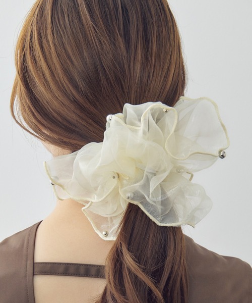 GOLDY（ゴールディ）の「スフィアー シアー ビッグ シュシュ（シュシュ・レディース・ブルー系1/ブルー系2/ブラック系1/ホワイト系1/ホワイト系2/ブラック系2・FREE）」の3枚目の写真