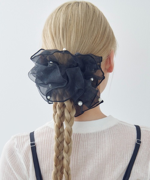 GOLDY（ゴールディ）の「スフィアー シアー ビッグ シュシュ（シュシュ・レディース・ブルー系1/ブルー系2/ブラック系1/ホワイト系1/ホワイト系2/ブラック系2・FREE）」の4枚目の写真