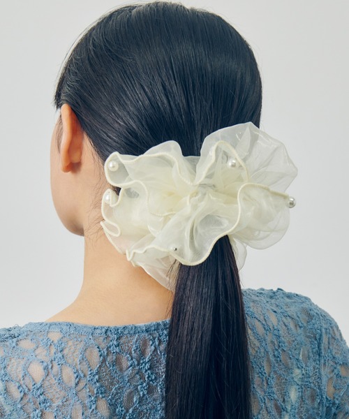 GOLDY（ゴールディ）の「スフィアー シアー ビッグ シュシュ（シュシュ・レディース・ブルー系1/ブルー系2/ブラック系1/ホワイト系1/ホワイト系2/ブラック系2・FREE）」の13枚目の写真