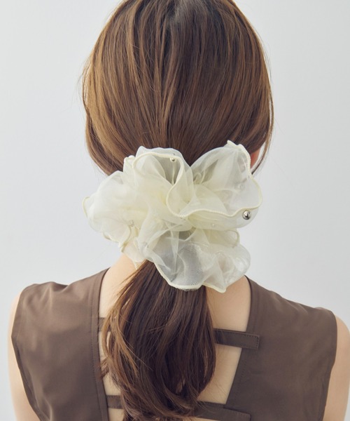 GOLDY（ゴールディ）の「スフィアー シアー ビッグ シュシュ（シュシュ・レディース・ブルー系1/ブルー系2/ブラック系1/ホワイト系1/ホワイト系2/ブラック系2・FREE）」の16枚目の写真