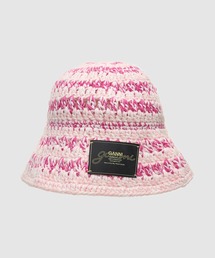 【新品】GANNI ガニー　ロゴ入り ピンク ハット 帽子 新品】GANNI ガニー ロゴ入り ピンク ハット 帽子