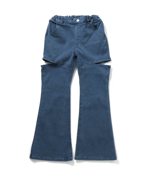 algy（アルジー）の「サイドカットフレアパンツ（デニムパンツ・キッズ・サックスブルー/ブラック・SMALL/MEDIUM/X-SMALL/XX-SMALL）」の4枚目の写真