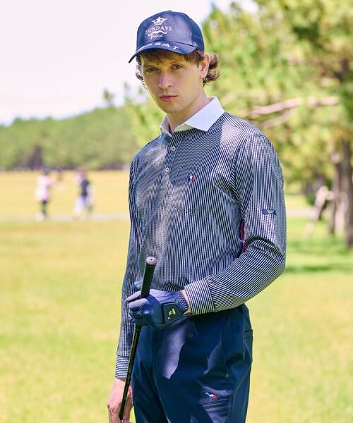 adabat（アダバット）の「【新レーベル ADABAT NAVY】吸水速乾 サッカーストライプ長袖ポロシャツ（ポロシャツ・メンズ・ネイビー/ネイビー系2・52/50/48/46）」の18枚目の写真