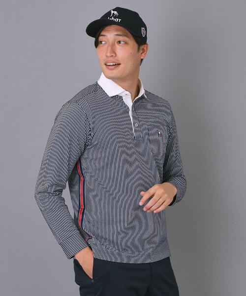 adabat（アダバット）の「【新レーベル ADABAT NAVY】吸水速乾 サッカーストライプ長袖ポロシャツ（ポロシャツ・メンズ・ネイビー/ネイビー系2・52/50/48/46）」の21枚目の写真