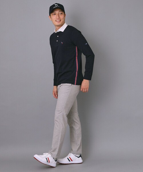 adabat（アダバット）の「【新レーベル ADABAT NAVY】吸水速乾 サッカーストライプ長袖ポロシャツ（ポロシャツ・メンズ・ネイビー/ネイビー系2・52/50/48/46）」の7枚目の写真