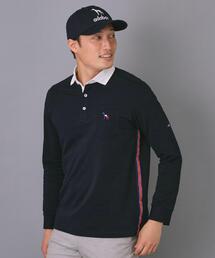 adabat | 【新レーベル ADABAT NAVY】吸水速乾 サッカーストライプ長袖ポロシャツ(ポロシャツ)