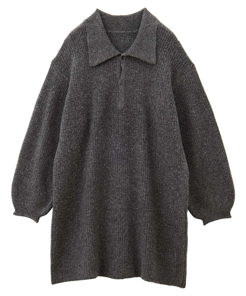 GeeRA(ジーラ)の「ポロ衿ミニニットワンピース(ワンピース・レディース・チャコールグレー/ブラック・MEDIUM/LARGE/X-LARGE)」の7枚目の写真