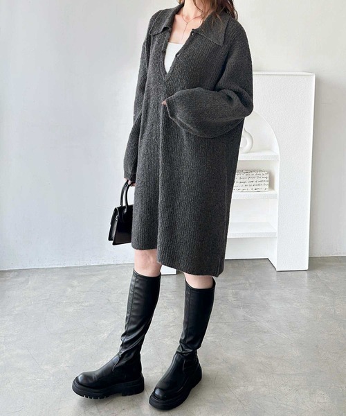 GeeRA(ジーラ)の「ポロ衿ミニニットワンピース(ワンピース・レディース・チャコールグレー/ブラック・MEDIUM/LARGE/X-LARGE)」の18枚目の写真