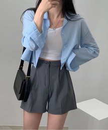 細ストライプ長袖UVカットシャツ