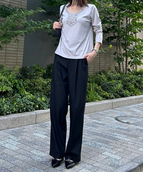 etre pret（エトレプレ）の「胸元フリル長袖ニット（Tシャツ/カットソー・レディース・ホワイト/グレー/ブラック・5号/7号/9号/11号/13号）」の8枚目の写真