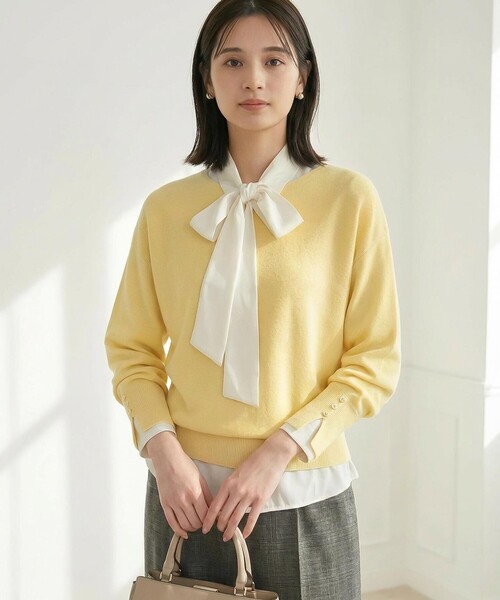 ANY SIS(エニィスィス)の「CICA加工 ビューティドルマン ニット(ニット/セーター・レディース・ブラック系/ベージュ系/ダルブルー系/ワイン系/ネイビー系/アイボリー系/ピンク系/ライトグレー系/ダークグリーン系/ライトイエロー系・X-SMALL)」の8枚目の写真