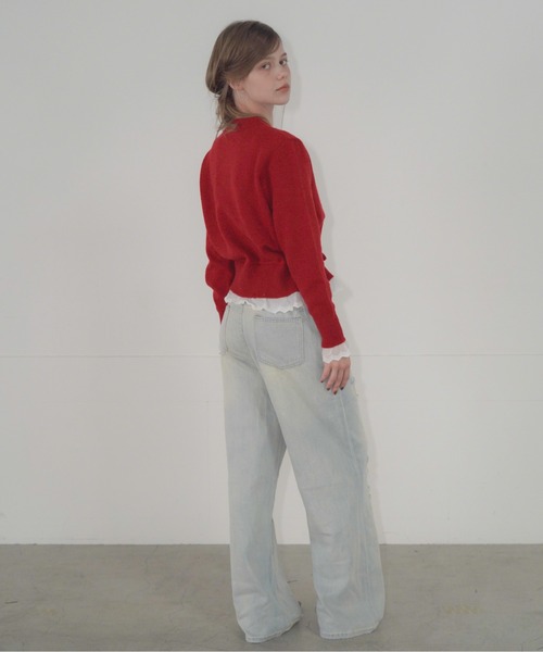Mirette（ミレット）の「ヴィンテージクラッシュワイドデニムパンツ / Vintage Crash Wide Denim Pants（デニムパンツ・レディース・ブルー/ライトブルー・MEDIUM/LARGE/SMALL）」の14枚目の写真
