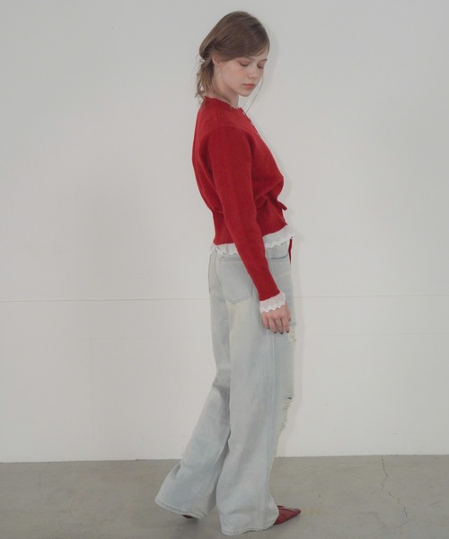 Mirette（ミレット）の「ヴィンテージクラッシュワイドデニムパンツ / Vintage Crash Wide Denim Pants（デニムパンツ・レディース・ブルー/ライトブルー・MEDIUM/LARGE/SMALL）」の15枚目の写真