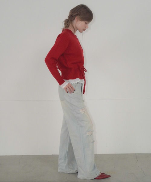 Mirette（ミレット）の「ヴィンテージクラッシュワイドデニムパンツ / Vintage Crash Wide Denim Pants（デニムパンツ・レディース・ブルー/ライトブルー・MEDIUM/LARGE/SMALL）」の16枚目の写真