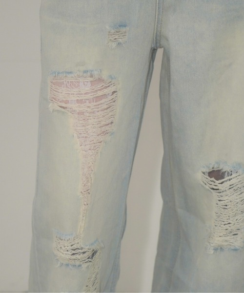 Mirette（ミレット）の「ヴィンテージクラッシュワイドデニムパンツ / Vintage Crash Wide Denim Pants（デニムパンツ・レディース・ブルー/ライトブルー・MEDIUM/LARGE/SMALL）」の7枚目の写真