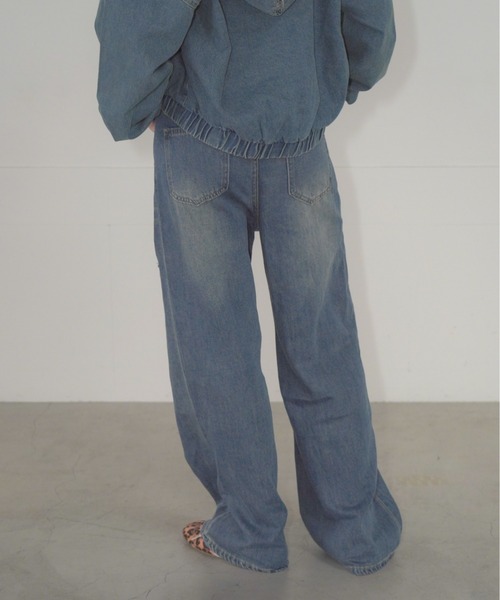 Mirette（ミレット）の「ヴィンテージクラッシュワイドデニムパンツ / Vintage Crash Wide Denim Pants（デニムパンツ・レディース・ブルー/ライトブルー・MEDIUM/LARGE/SMALL）」の21枚目の写真