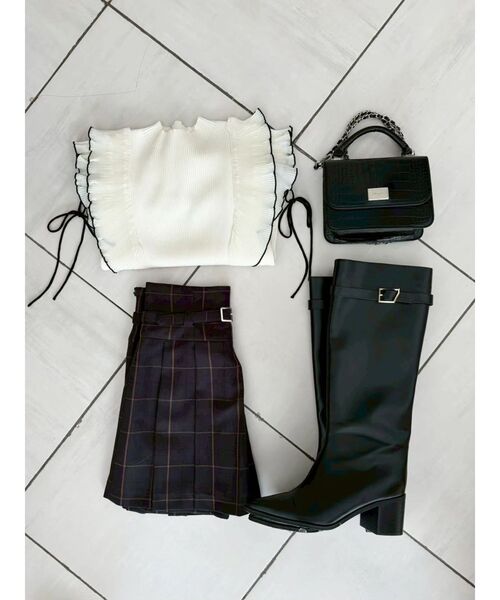 MERCURYDUO（マーキュリーデュオ）の「ベルテッドロングブーツ（ブーツ・レディース・ブラック/レッド/ブラウン・36/38）」の7枚目の写真