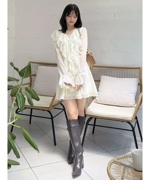 MERCURYDUO（マーキュリーデュオ）の「ベルテッドロングブーツ（ブーツ・レディース・ブラック/レッド/ブラウン・36/38）」の9枚目の写真