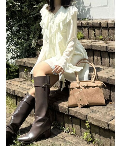 MERCURYDUO（マーキュリーデュオ）の「ベルテッドロングブーツ（ブーツ・レディース・ブラック/レッド/ブラウン・36/38）」の10枚目の写真