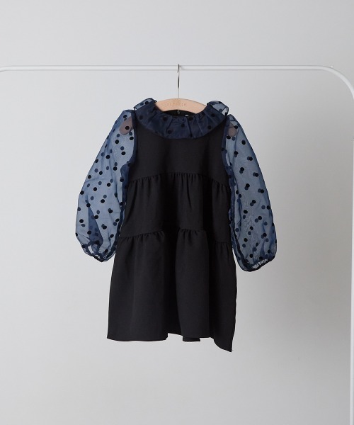 riziere(リジェール)の「ドット柄シフォンドッキングティアードセレモニーワンピース(ワンピース・キッズ・ブラック・90/100/110/120/130/140)」の10枚目の写真