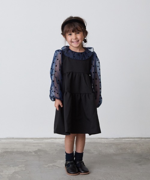 riziere(リジェール)の「ドット柄シフォンドッキングティアードセレモニーワンピース(ワンピース・キッズ・ブラック・90/100/110/120/130/140)」の20枚目の写真
