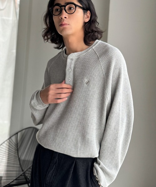 Classical Origin（クラシカルオリジン）の「「ヘビーウェイト一択。」綿100％ワッフル素材ラグランビッグTシャツ／Cotton 100% Waffle Raglan Big T-Shirt（Tシャツ/カットソー・メンズ・オートミール/杢グレー/ブラック・SMALL/MEDIUM/LARGE）」の15枚目の写真