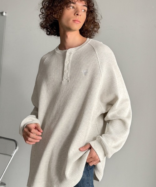 Classical Origin（クラシカルオリジン）の「「ヘビーウェイト一択。」綿100％ワッフル素材ラグランビッグTシャツ／Cotton 100% Waffle Raglan Big T-Shirt（Tシャツ/カットソー・メンズ・オートミール/杢グレー/ブラック・SMALL/MEDIUM/LARGE）」の20枚目の写真