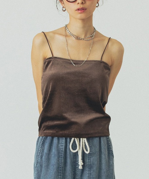 ROSE BUD（ローズバッド）の「VELOUR CUP CAMISOLE（キャミソール・レディース・ブラック/オフホワイト/ネイビー/ブラウン・ONE SIZE）」の3枚目の写真