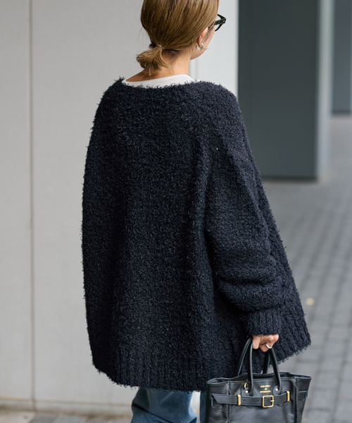 FRAMeWORK（フレームワーク）の「≪WEB限定 / 追加≫CURLY ガウンニット（カーディガン/ボレロ・レディース・ブラック/ライトグレー・FREE）」の6枚目の写真