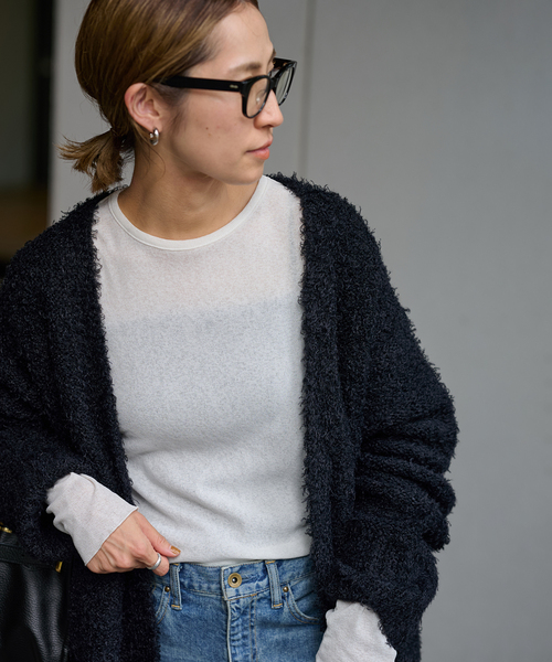 FRAMeWORK（フレームワーク）の「≪WEB限定 / 追加≫CURLY ガウンニット（カーディガン/ボレロ・レディース・ブラック/ライトグレー・FREE）」の17枚目の写真