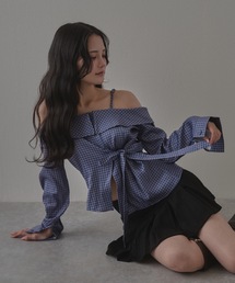 check fiorella ribbon tops / チェックフィオレッラリボントップス