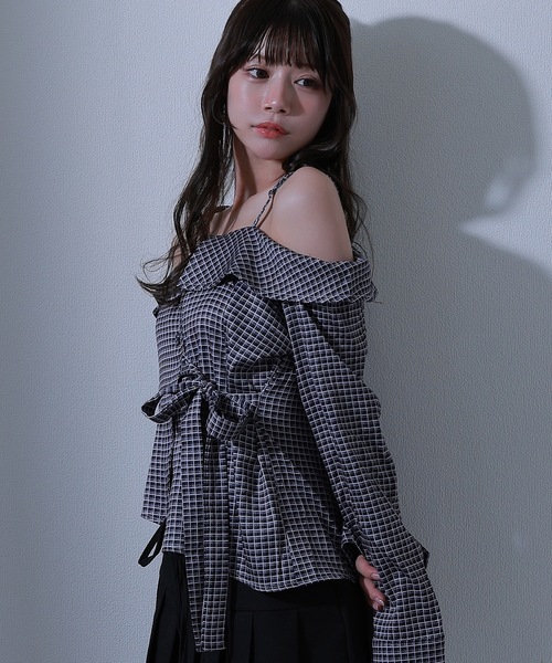 bubbles チェックリボントップス ギンガム トップス BUBBLES チェックリボントップス ギンガム BUBBLES】チェックリボン