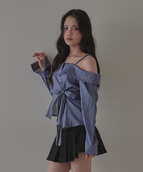 M DOLLY(エムドリー)の「check fiorella ribbon tops / チェックフィオレッラリボントップス(シャツ/ブラウス・レディース・ブラック/ブルー/ホワイト・FREE)」の16枚目の写真