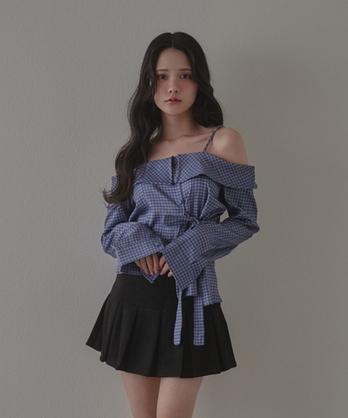 M DOLLY(エムドリー)の「check fiorella ribbon tops / チェックフィオレッラリボントップス(シャツ/ブラウス・レディース・ブラック/ブルー/ホワイト・FREE)」の18枚目の写真