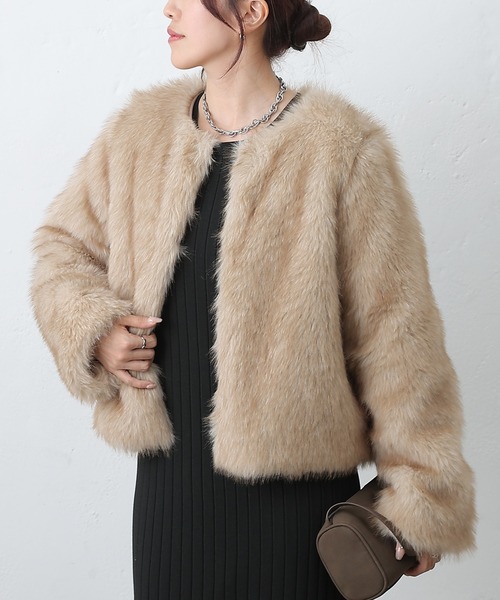 セール】ノーカラーファージャケット（ノーカラージャケット）｜COLONY