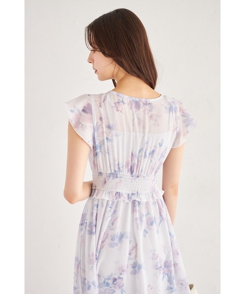 tocco closet(トッコ クローゼット)の「フリル付きウエストシャーリングフラワープリントカシュクールワンピース(ワンピース・レディース・ブルー/ピンク・M)」の22枚目の写真