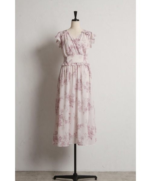 tocco closet(トッコ クローゼット)の「フリル付きウエストシャーリングフラワープリントカシュクールワンピース(ワンピース・レディース・ブルー/ピンク・M)」の8枚目の写真