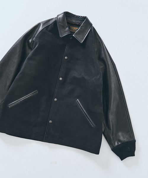 417 EDIFICE（フォーワンセブンエディフィス）の「【SKOOKUM / スクーカム】417別注 Leather AWARDブルゾン（ライダースジャケット・メンズ・ブラック・LARGE/MEDIUM）」の4枚目の写真