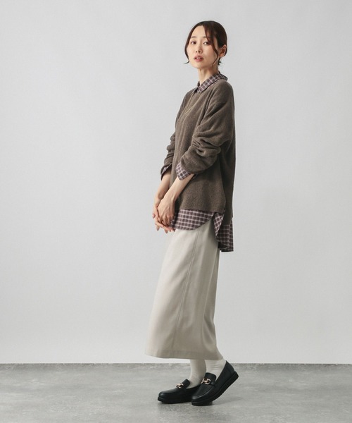 GLOBAL WORK(グローバルワーク)の「ミニブークレボートネックプルオーバー/577949(ニット/セーター・レディース・ダークブラウン/ピンク/アイボリー・MEDIUM/LARGE)」の12枚目の写真