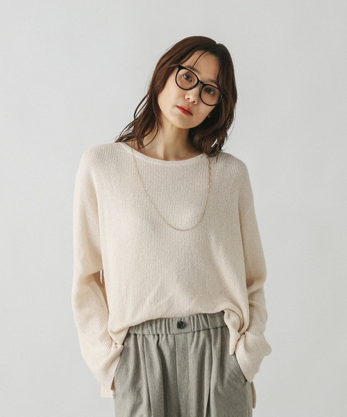 GLOBAL WORK(グローバルワーク)の「ミニブークレボートネックプルオーバー/577949(ニット/セーター・レディース・ダークブラウン/ピンク/アイボリー・MEDIUM/LARGE)」の18枚目の写真