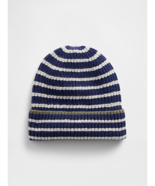 GAP(ギャップ)の「Cashsoft カシミヤタッチ ストライプ ビーニー (キッズ)(ニットキャップ/ビーニー・キッズ・ネイビー・L/XL/S/M)」の1枚目の写真