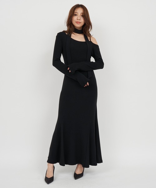 ROYAL PARTY(ロイヤルパーティー)の「ストール付アシンメトリーカットマキシワンピース(ワンピース・レディース・オフホワイト/グレー/ブラック・FREE)」の11枚目の写真
