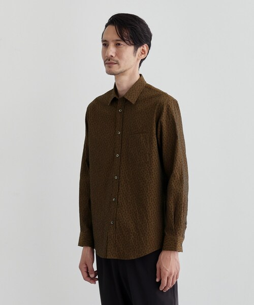 TAKEO KIKUCHI(タケオキクチ)の「【Made in JAPAN】播州織 ドビー千鳥シャツ(シャツ/ブラウス・メンズ・ネイビー/キャメル/ボルドー/グレー・04/03/02/01)」の1枚目の写真