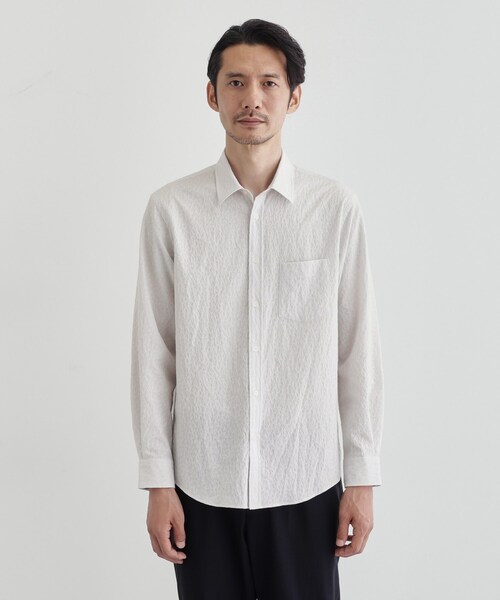 TAKEO KIKUCHI(タケオキクチ)の「【Made in JAPAN】播州織 ドビー千鳥シャツ(シャツ/ブラウス・メンズ・ネイビー/キャメル/ボルドー/グレー・04/03/02/01)」の2枚目の写真