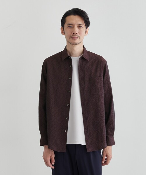 TAKEO KIKUCHI(タケオキクチ)の「【Made in JAPAN】播州織 ドビー千鳥シャツ(シャツ/ブラウス・メンズ・ネイビー/キャメル/ボルドー/グレー・04/03/02/01)」の4枚目の写真