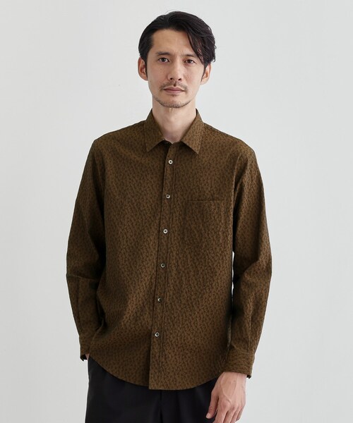 TAKEO KIKUCHI(タケオキクチ)の「【Made in JAPAN】播州織 ドビー千鳥シャツ(シャツ/ブラウス・メンズ・ネイビー/キャメル/ボルドー/グレー・04/03/02/01)」の5枚目の写真
